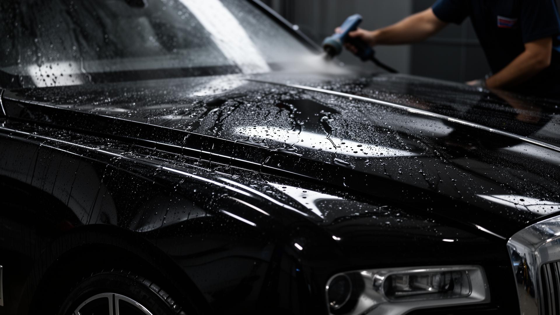 Voiture noire lustrée par Kyin Detailing